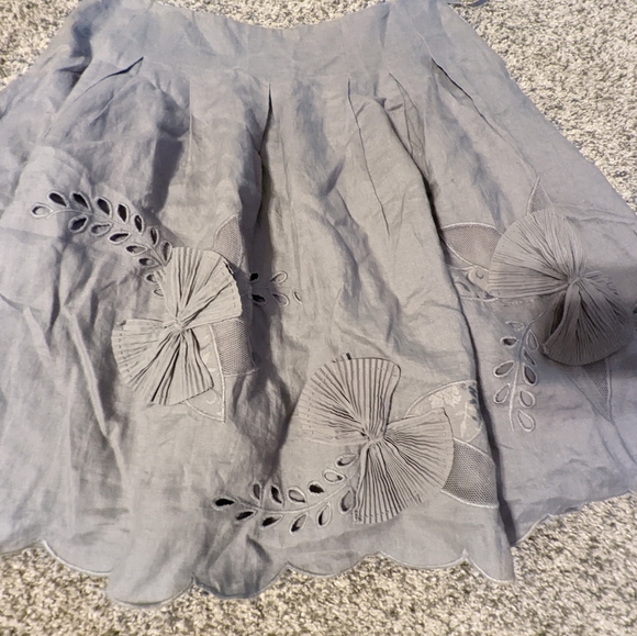 Vintage anthro elevenses grey linen bow 6 skirt - Picture 2 of 3